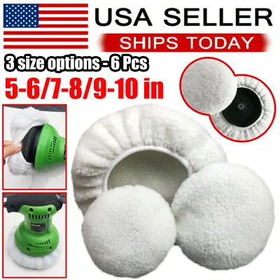 $10.39 • Buy 6PCS 5-6/7-8/9-10 Inch Polishing Bonnet Buffer Pads Soft Wool For Car Polisher