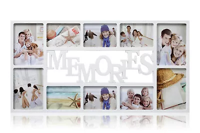 White  Large Memories Photo Frame 10 Multi Aperture  Frame Ideal Gift -CL-9875 • £19.99