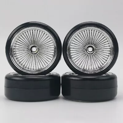 4pcs 12mm Nut Plastic Wheels With Tires 1/10 Scale RC Car Drift On Road Touring • $12.50