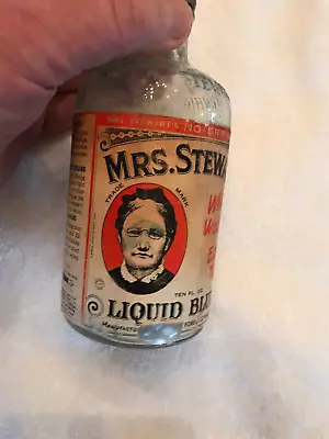 Vintage Mrs.stewarts White Washing Liquid Bluing Bottle • $7.99