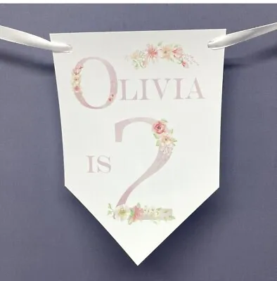 Personalised Floral Birthday Bunting Banner 1st 2nd 3rd • £4.50