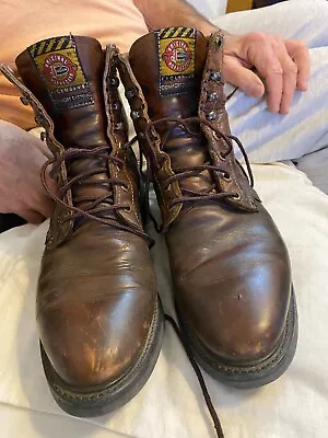 Original Justin Workboots Brown Leather USA SZ 10D • $44.95