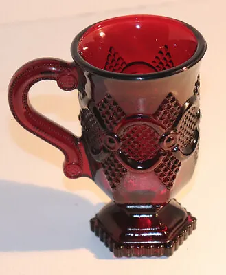 Avon 1876 Cape Cod Ruby Red Glass Pedestal Drinking Cup Mug Vintage • $7