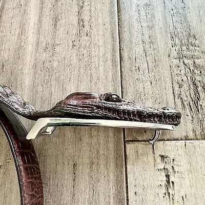 ALLIGATOR CROCODILE Men’s Size 40 Dark Brown Casual Dress Belt Head Buckle • $15