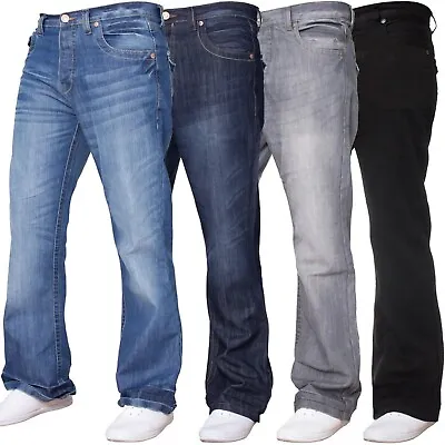 APT Jeans Bootcut Mens Wide Leg Flared Denim Trouser Flap Pockets Pants UK Sizes • £16.99