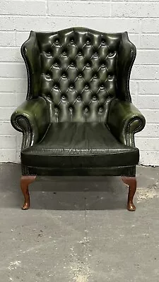 Stunning Vintage Buttoned Leather Chesterfield Queen Anne Chair Delivery 🚚 £75 • £495
