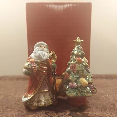 $24.99 • Buy Vintage Fitz And Floyd Classics Santa X-mas Tree Ceramic Salt & Pepper Shakers 