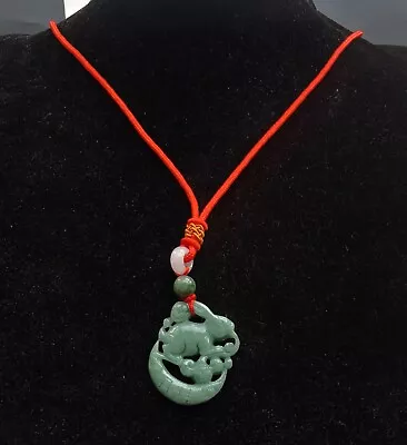 CertifiedRabbit Moon Grade A Natural Green Jadeite Jade Pendantrope Necklace • $25.20