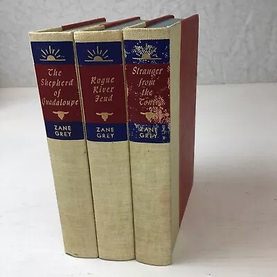 Lot Of 3 Hardcover Books.  Zane Grey. Rogue River Shepherd Guadaloupe Stranger • $14.93