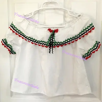 Mexican Folk Costume Off The Shoulder Top Handmade Womens Size *Small See Descr. • $24.95