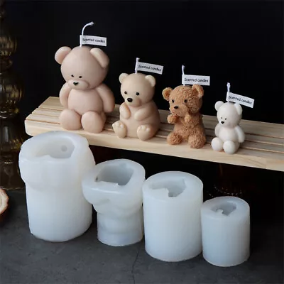 £32.99 • Buy Teddy Bear Silicone Mold Aromatherapy Candle Plaster Soap Wax Candle Moulds DIY
