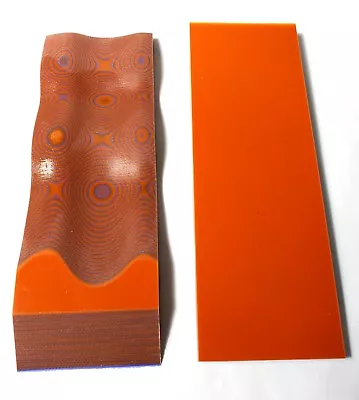 2 Pcs SAFETY ORANGE / PURPLE  LAYERED .375  G10 KNIFE HANDLE MATERIAL SCALES   • $15.99