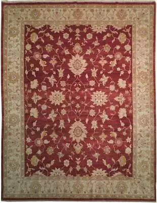 8' X 10' RED AND GOLD  Chobi Peshawar Silky Wool Rug 18578 • $1350