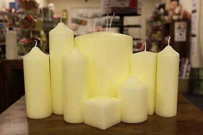 £9.80 • Buy Church Pillar Candles - High Quality Ivory-White Large Unscented Long Burn Wax