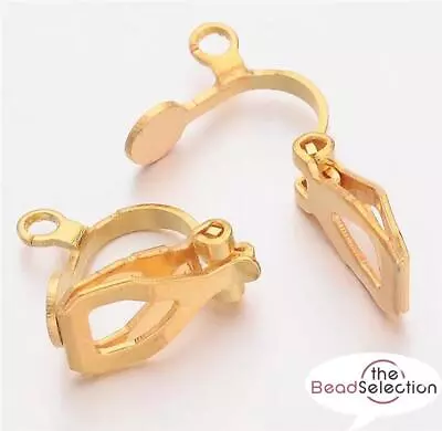 20 CLIP ON EARRINGS WITH LOOPS 13mm GOLD PLATED JEWELLERY MAKING AB16 • £3.69