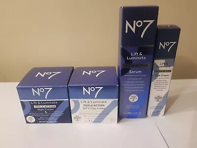 No7 Lift & Luminate Triple Action Serum Eye Day & Night Cream {4 Items} NEW • £42.99