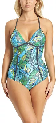 Zoggs Women's Corsica T Tie Back Eco Fabric One Piece Swimsuit 8/32” • $44.20