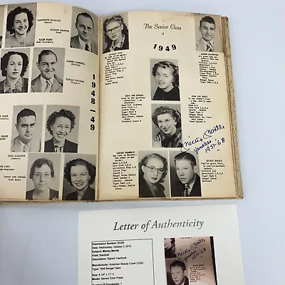 Mickey Mantle Signed 1949 Commerce High School Yearbook JSA & PSA DNA COA • $9995