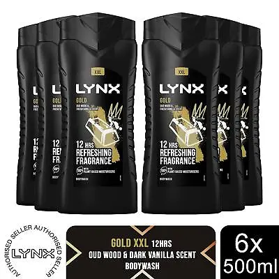 Lynx Gold 12H Refreshing Fragrance Shower Gel Bodywash 6x 500ml • £19.49