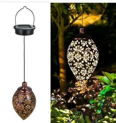 £9.99 • Buy LED Solar Powered Morrocan Lantern Hanging Outdoor Lamp Light Garden Decoration