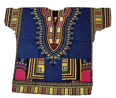 Unisex Dashiki African Tribal Print Caftan Shirt Dark Blue XXL • £12