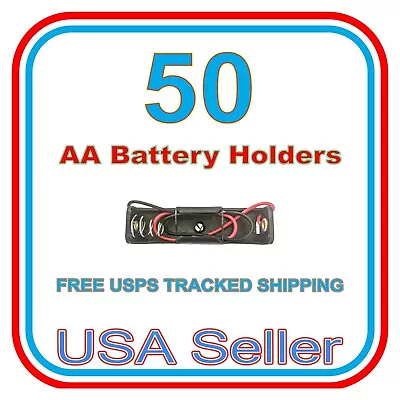 Single AA Battery Holder Case Box 1 X 1.5V With Leads 50 Pcs Pack • $17.95