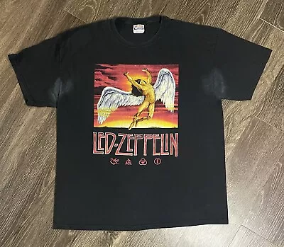 Vintage Led Zeppelin Zoso Band Tee Shirt XL Double Sided Tour Hanes 90s Rock VTG • $39.99