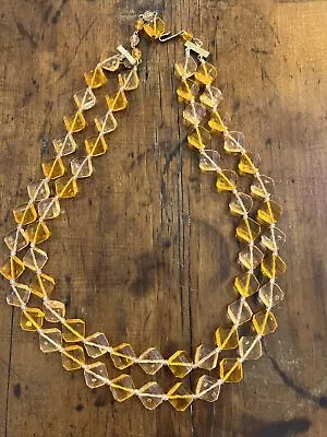 Vintage 2-Strand Amber Faceted Lucite Necklace • $15