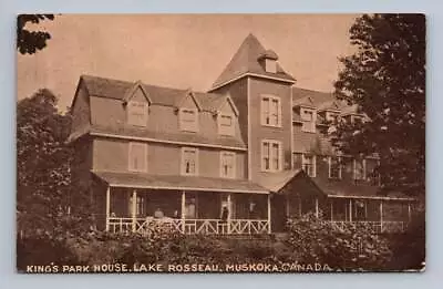 King's Park House LAKE ROSSEAU Muskoka Ontario Antique Hotel Postcard 1900s • $9.99