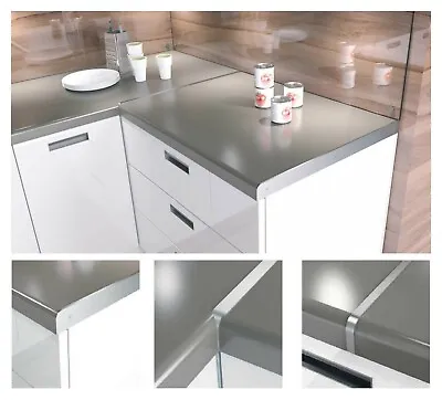 £3.99 • Buy Aluminium Kitchen Worktop Joining Strips End Straight Corner Joint Silver 600 Mm