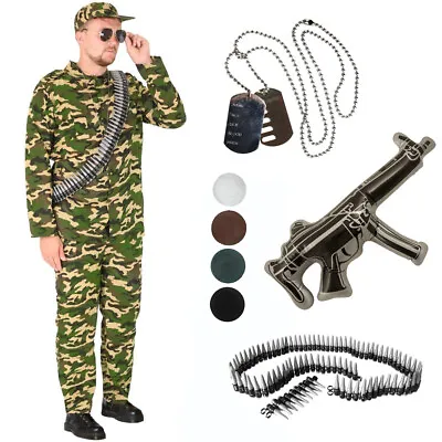 Army Man Fancy Dress Outfit Mens Camo Soldier Costume Adults Military Uniform • £23.99