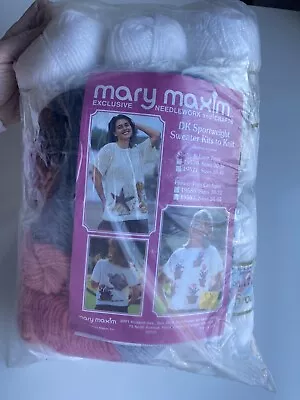 VTG 90s MARY MAXIM Knitting Kit Flower Pots CARDIGAN Instructions DK Yarn • $55