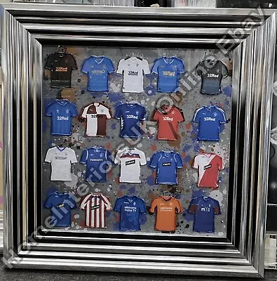 £69.99 • Buy Rangers FC Team Shirts Stripe Wall Art Pictures With Liquid Art & Chrome Frames