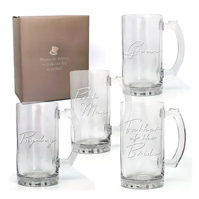 Top Quality Heavy Glass Wedding Party Tankard In Gift Box Wedding Favour Gift • £11.95