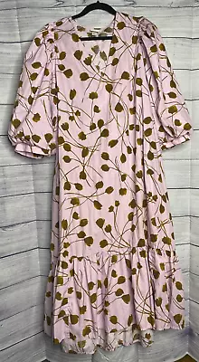 A New Day Spring Floral Dress XXL Maxi Pink/brown Flora Long 3/4 Balloon Sleeve • £16.54