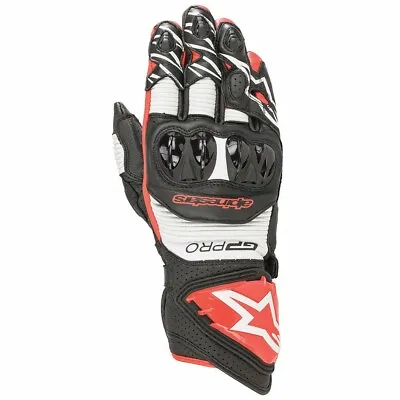 Alpinestars GP PRO R3 Black White Red Glove Leather Motorcycle Race Gloves • $199.20