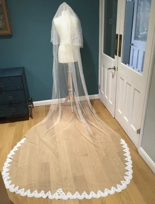 £130 • Buy Elizabeth Cooke Cathedral Length Silk Net And Lace Wedding Veil