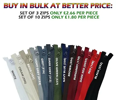 Open End Chunky Zipper Plastic Resin Zip Fastener Size #5 Single & Multipacks • £17.99