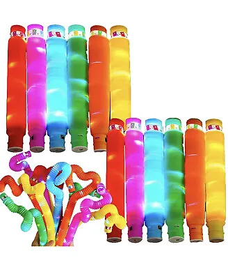 £4.39 • Buy 2/6pcs Fidget Pop Tube LED Popper Stress Sensory Light Up Toy Party Bag UK