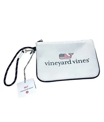 Vineyard Vines Wristlet Target American Flag Whale Zip Pouch White Small New • $8.99