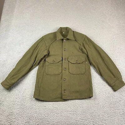 Vintage US Army Military Field Wool Shirt Jacket Mens S Olive Green Button Up • $19.99