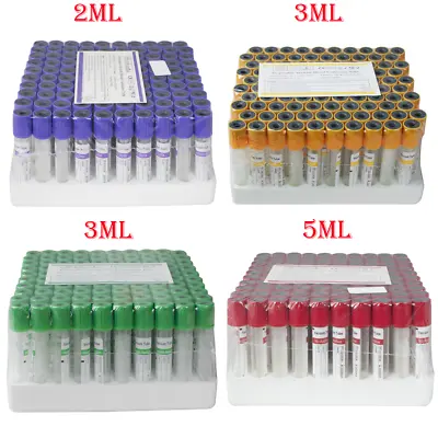 Carejoy 100pcs Medical Hospital Vacuum Blood Collection Tubes 2mL 3ml 5ml • $27.99