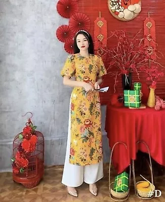 Ao Dai Cach Tan  Vietnamese Vai Nhung Tam Pant Not Include • $37.99