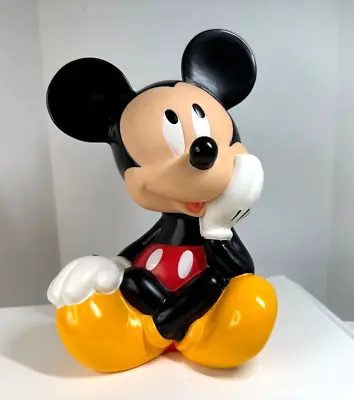 Vtg Disney Plastic 9  Sitting Mickey Mouse Bank W/Stopper By Applause - New • $12