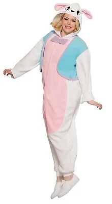 Bunny Pajama Sleepwear Adult Costume White Jumpsuit Easter Rabbit Unisex Stdd • $31.95