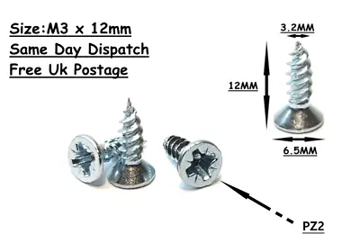 £2.35 • Buy Small Countersunk Wood Screws Bright Zinc Plated- M3 X 12mm Screws Pack Of 15