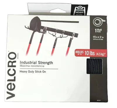 Velcro Industrial Strength -Heavy Duty Stick On (BLACK - 15ft X 2in Roll) #90197 • $20.95