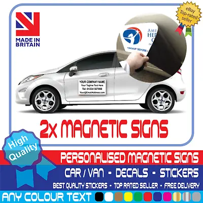 2x PERSONALISED BUSINESS NAME MAGNETIC SIGN Car Van Rear Door Sign Writing Vinyl • £9.99