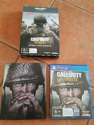 Call Of Duty Ww2 PS4 Steel Case Bundle Aus Pal Eb Games Exclusive Complete • $39.99