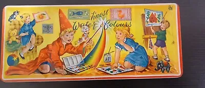 Vintage Childs Tin Lithograph Toy Finest Paint Box Watercolor Made In England • $85.55